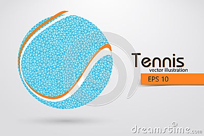 Silhouette of a tennis ball from particles. Vector Illustration