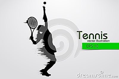 Silhouette of a tennis player. Vector illustration Vector Illustration