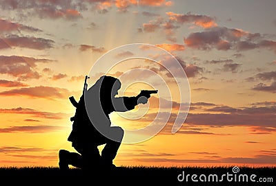 Silhouette of a terrorist Stock Photo