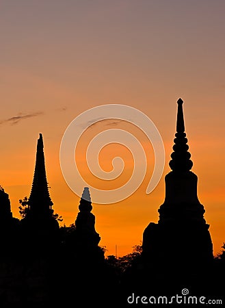 Silhouette Thai pagoda Stock Photo