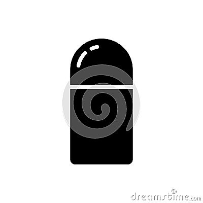 Silhouette Thermos bottle. Outline icon of vacuum flask. Black simple illustration of container to keep food and drinks warm. Flat Vector Illustration