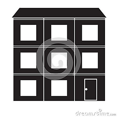 Silhouette of a three-story house Vector Illustration