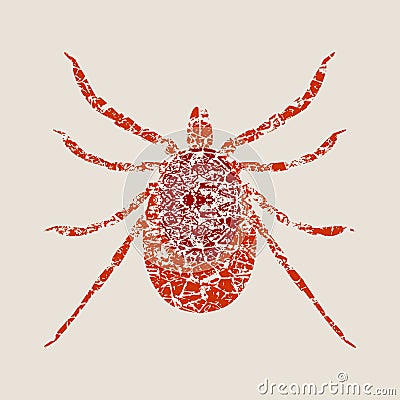 Silhouette of Tick parasite. Sketch of Mite. Vector Illustration