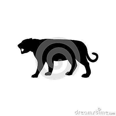 Silhouette of Tiger. Animal feline wildlife Stock Photo