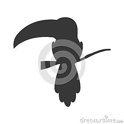 Silhouette with toucan wild animal Vector Illustration