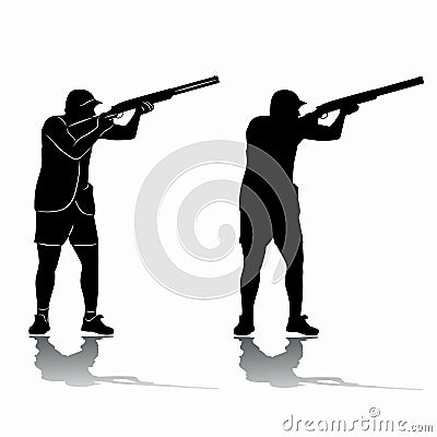 Silhouette trap shooter. vector drawing Vector Illustration