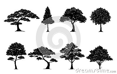 Silhouette tree set Vector Illustration