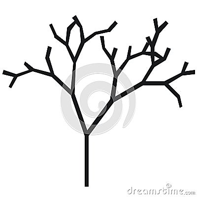 The silhouette of a tree with a trunk and branches without leaves. Black and white vector icon Vector Illustration