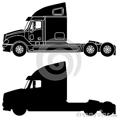 Silhouette of a truck Freightliner columbia. Stock Photo