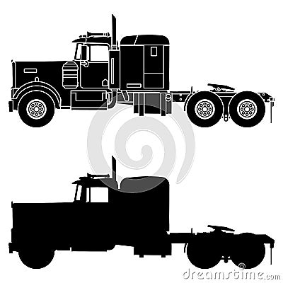 Silhouette of a truck kenworth w900. Stock Photo