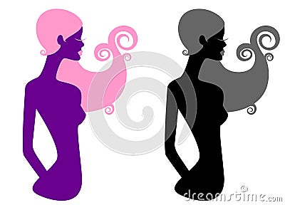 Silhouette of two beautiful girls Stock Photo