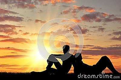 Silhouette of two gay Stock Photo