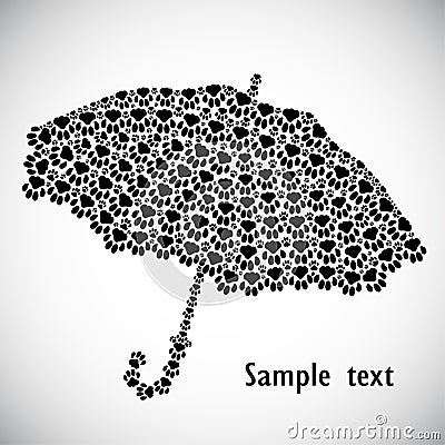 Silhouette of umbrella from the cat tracks Vector Illustration