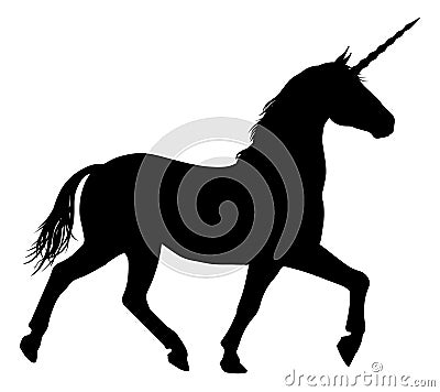 Silhouette of Unicorn Horse Vector Illustration