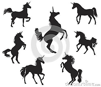 Silhouette of Unicorn Vector Illustration