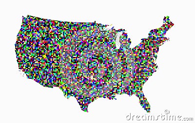 The silhouette of the united states of america composed of colorful squares to show diversity Stock Photo