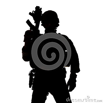 Silhouette of United States Army ranger Stock Photo