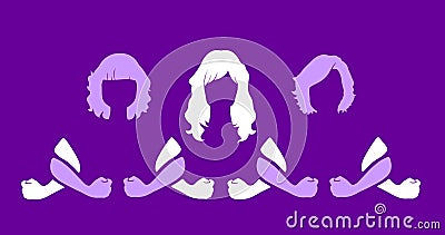 Silhouette of united women, social and women`s claim, Vector Illustration