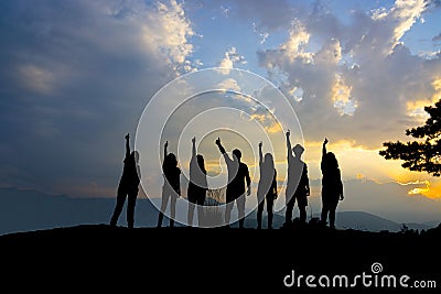 Silhouette, unity achievement Stock Photo