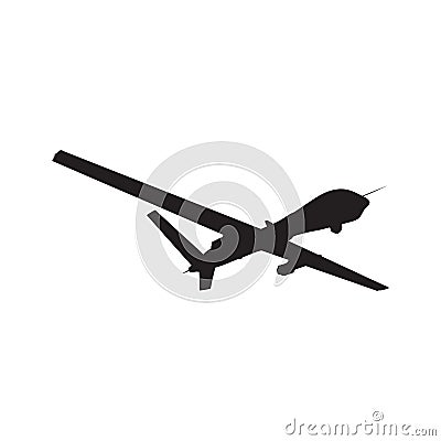 Silhouette of unmanned military drone with missiles Vector Illustration