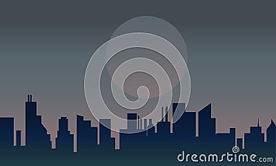 Silhouette of urban at night Vector Illustration