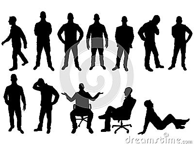 Silhouette of various people in various positions Stock Photo