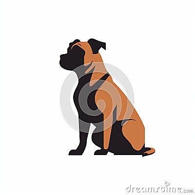 Silhouette Vector Design Of Boxer Dog Sitting Down Cartoon Illustration