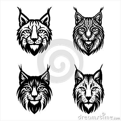 Silhouette Vector design of a 'Eurasian lynx Icon Vector Illustration
