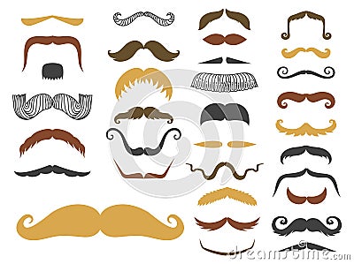 Silhouette vector mustache hair hipster curly collection beard barber and gentleman symbol fashion adult human facial Vector Illustration