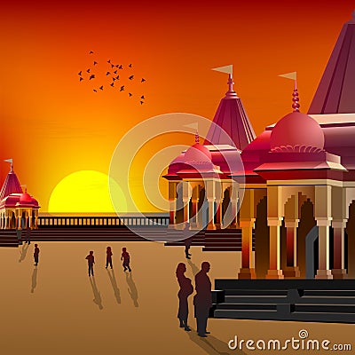Silhouette view of temple, place of worship Stock Photo