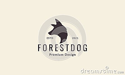 Silhouette vintage head forest dog logo symbol vector icon illustration graphic design Vector Illustration