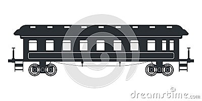 Silhouette vintage passenger coach train in retro style Vector Illustration