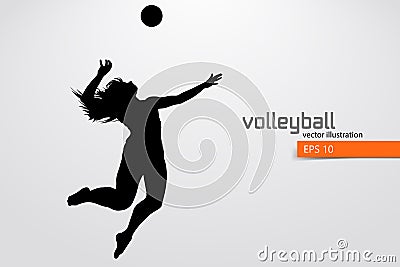 Silhouette of volleyball player. Vector Illustration