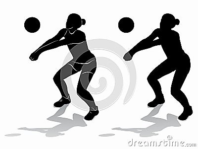 Silhouette of a volleyball player woman, vector draw Vector Illustration