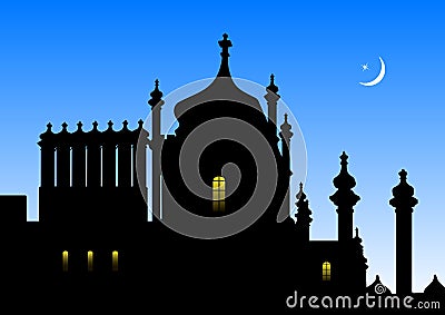 Silhouette of the Vorontsov Palace in Alupka Crimea in vector Vector Illustration