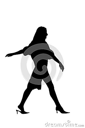 Silhouette walking woman Stock Photo