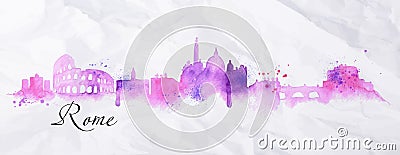 Silhouette watercolor Rome Vector Illustration