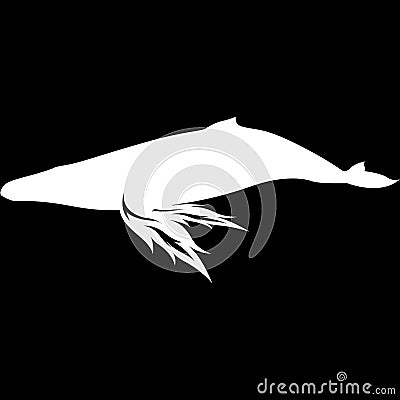 silhouette of whale with wings. Vector illustration decorative design Vector Illustration