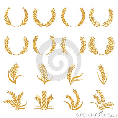 Silhouette of wheat. Corn vector symbols isolated on white Vector Illustration