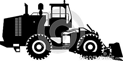 Silhouette of Wheel Dozer Icon in Flat Style. Vector Illustration Vector Illustration