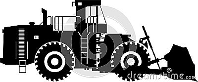 Silhouette of Wheel Dozer Icon in Flat Style. Vector Illustration Vector Illustration