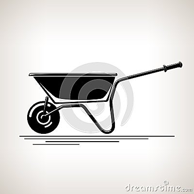 Silhouette a Wheelbarrow on a Light Background Vector Illustration