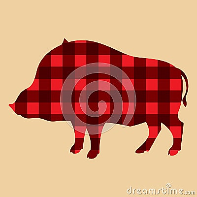 Silhouette of wild boar on lambrajack background Vector Illustration