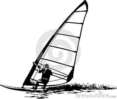 Silhouette of the windsurfer Vector Illustration