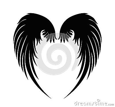 Silhouette wings. Vector illustration on white background. Black Cartoon Illustration