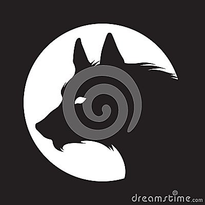 Silhouette of the wolf isolated. Logo, sticker, print or tattoo design vector illustration. Pagan totem, wiccan familiar spirit Vector Illustration