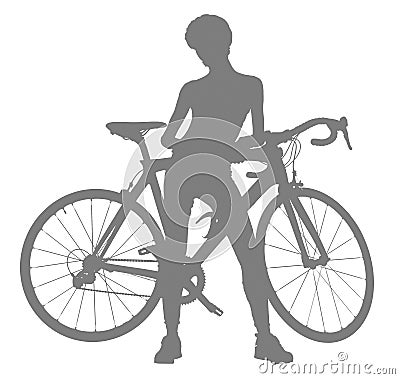 Silhouette of woman with a bicycle Stock Photo