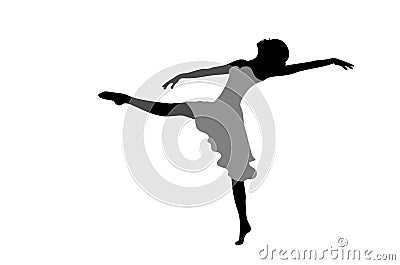 Silhouette of a woman dancing ballet. Isolated on white. Vector Illustration