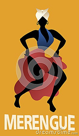 Silhouette of woman dancing Latin music. Merengue. Vector Illustration Vector Illustration