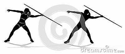 Silhouette of woman javelin thrower , vector drawing Vector Illustration